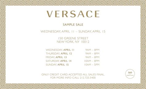 nyc versace sample sale|Versace sample sale 2024.